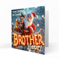Personalised Christmas Card - Santa and Reindeer with Brother Lettering