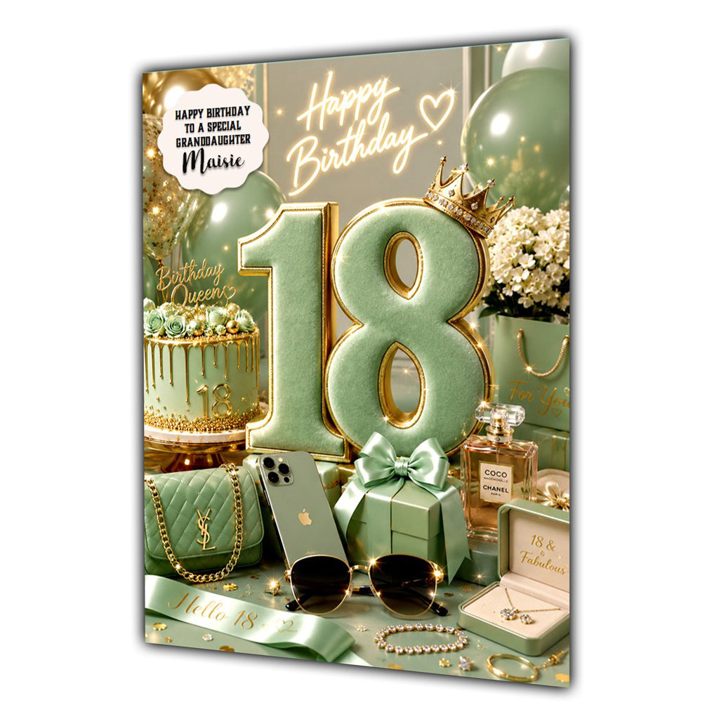 18th Birthday Card Girl Granddaughter Daughter Niece Large A5 Size Floral