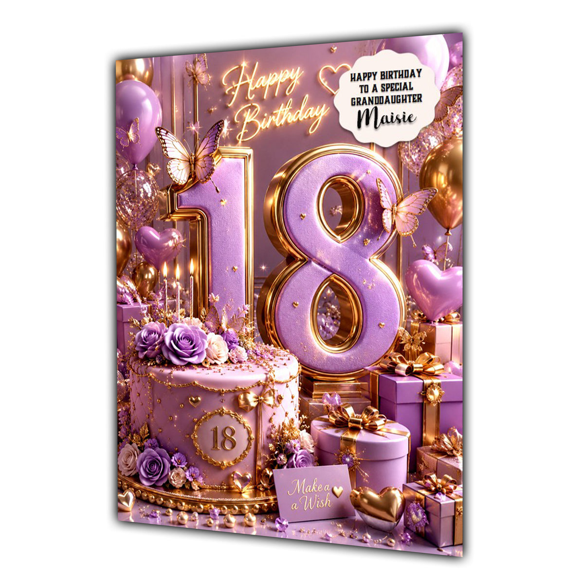 18th Birthday Card For Girls, Daughter, Granddaughter, Niece, Butterfly Cake, Teenager,