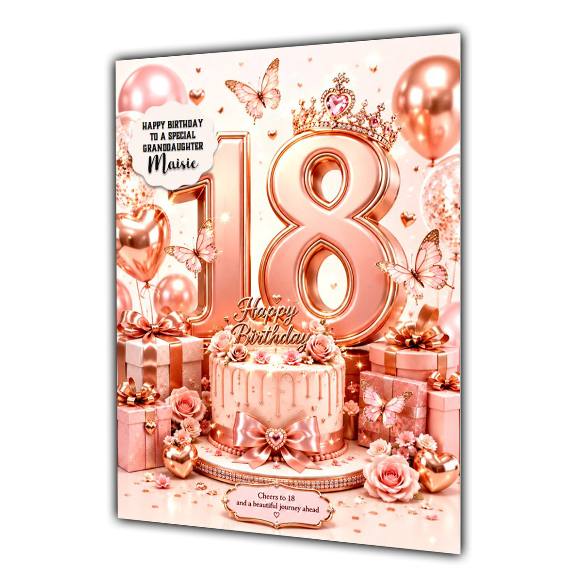 18th Birthday Card Girl Granddaughter Daughter Niece Large A5 Size Floral