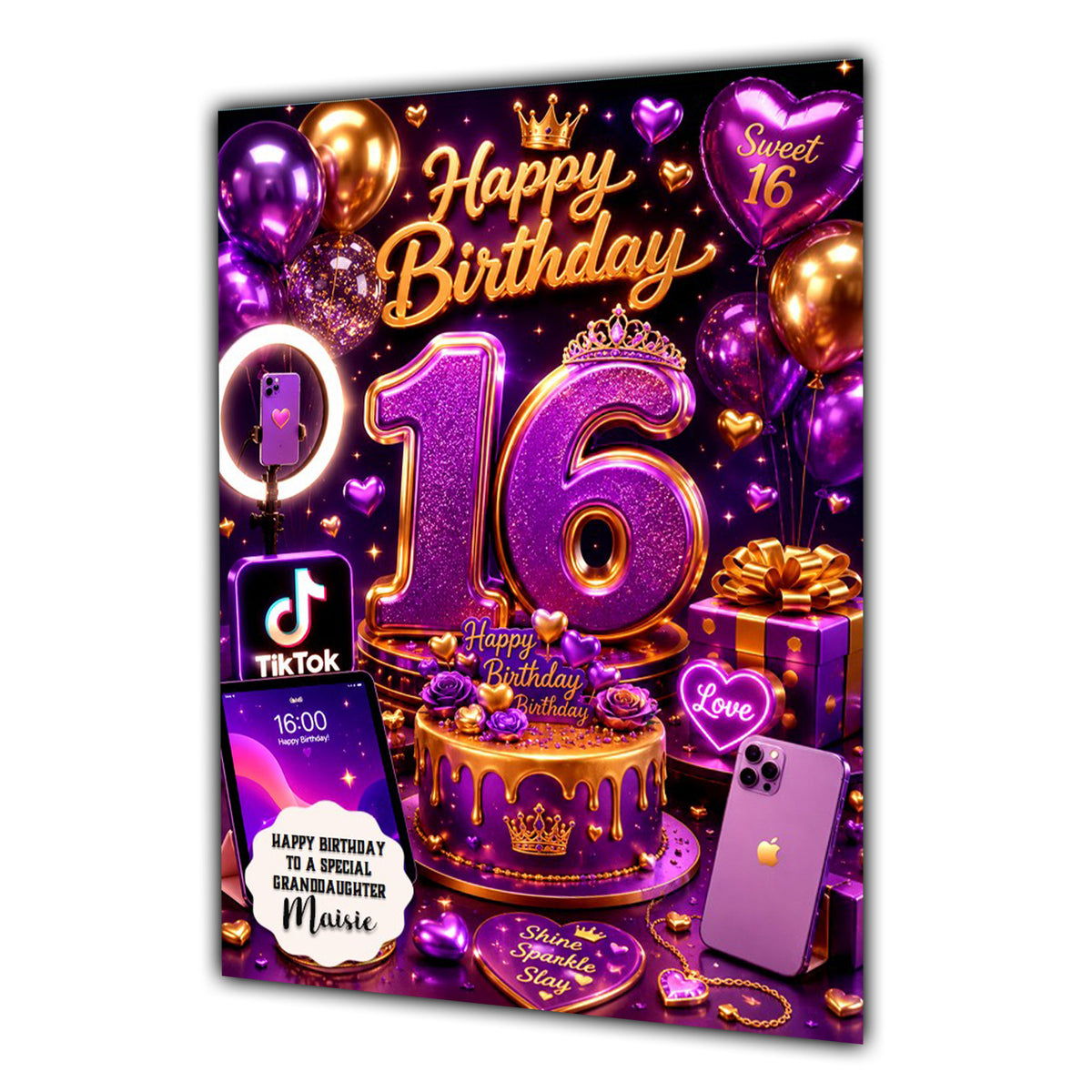 16th Birthday Card For Girls, Daughter, Granddaughter, Niece, Social Media Girl, Teenager,