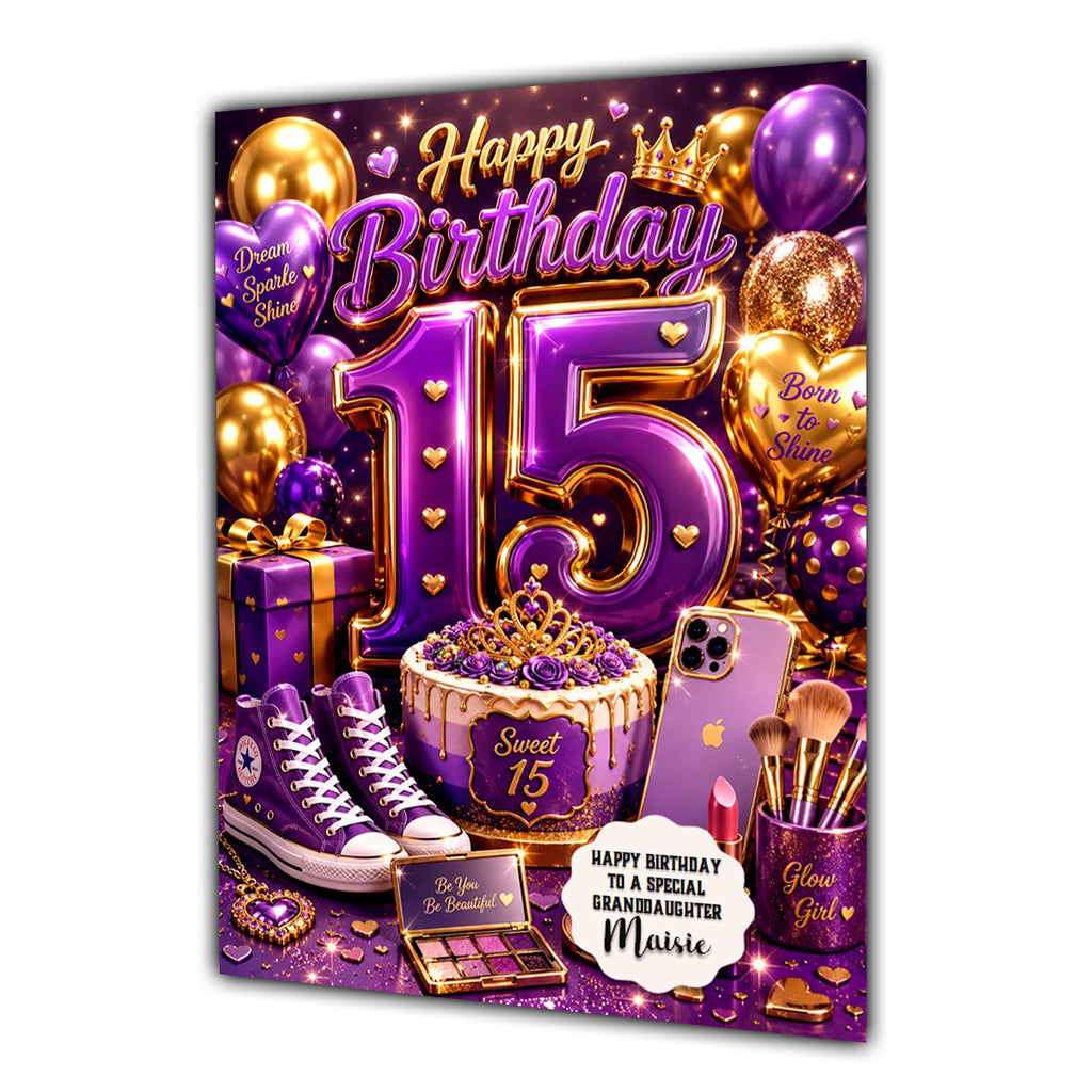 15th Birthday Card For Girls, Daughter, Granddaughter, Niece, Trainers Shoes Girl, Teenager,