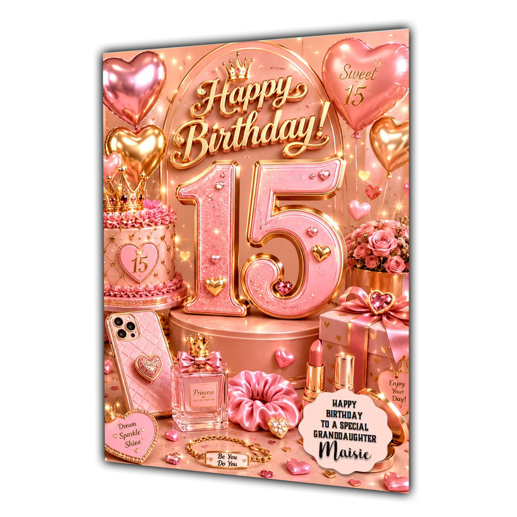 15th Birthday Card Girl Granddaughter Daughter Niece Large A5 Size Make Up