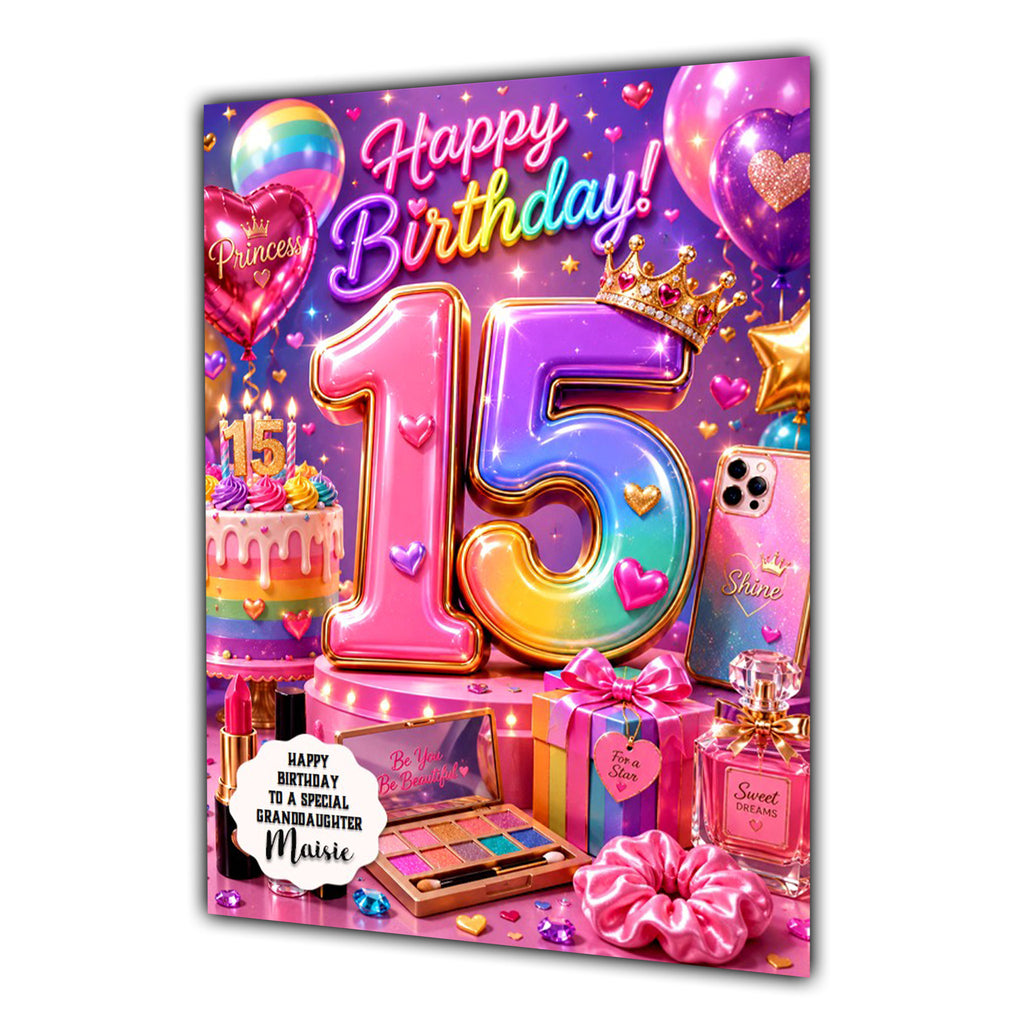 15th Birthday Card Girl Granddaughter Daughter Niece Large A5 Size Make Up