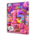 15th Birthday Card Girl Granddaughter Daughter Niece Large A5 Size Make Up