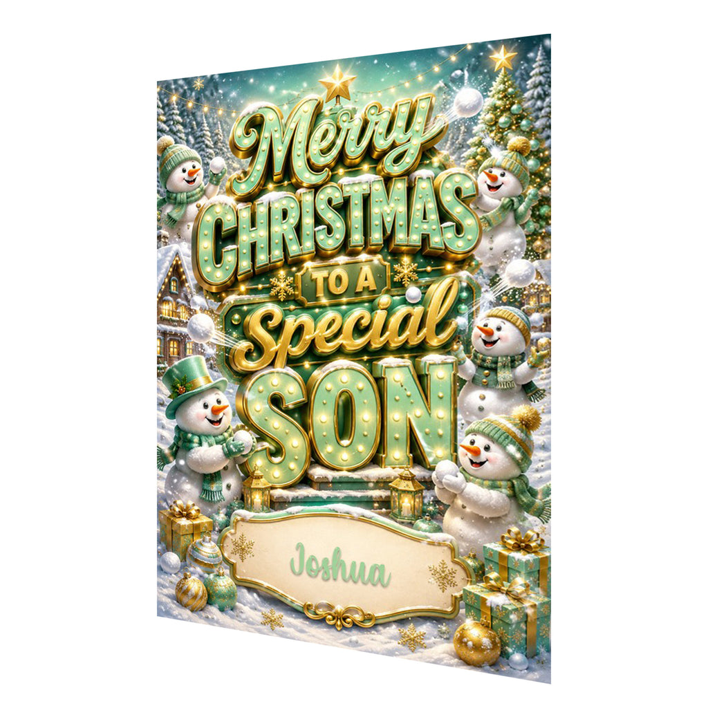 Personalised Christmas Card - Green Snowmen