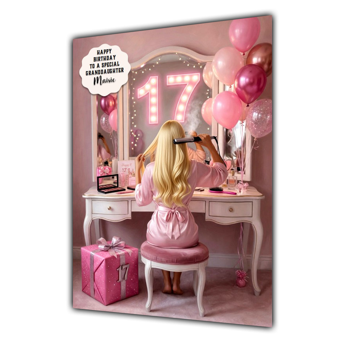 17th Birthday Card Girl, Granddaughter, Daughter, Selfie, Large A5 Size