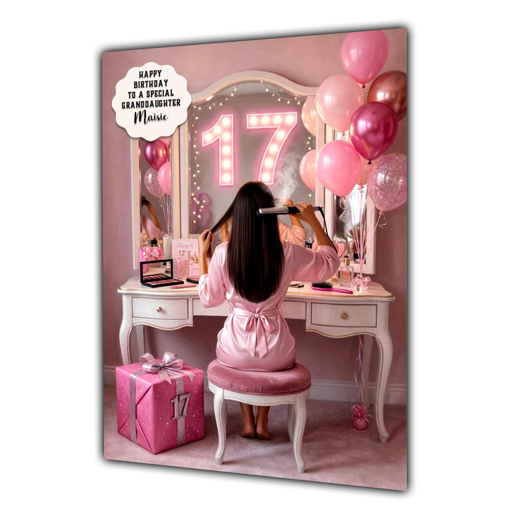 17th Birthday Card Girl, Granddaughter, Daughter, Selfie, Large A5 Size