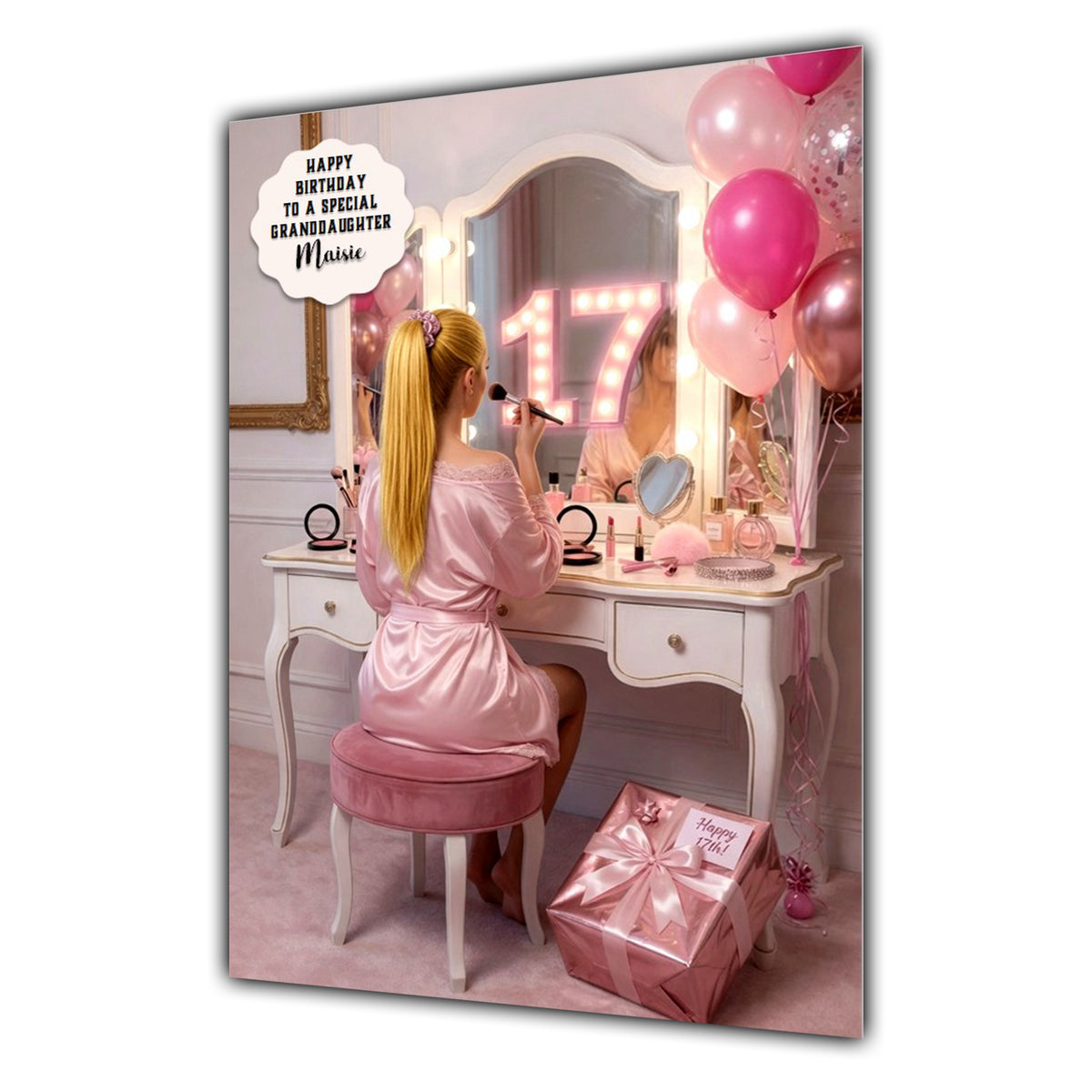 17th Birthday Card Girl Granddaughter Daughter Make Up Large A5 Size