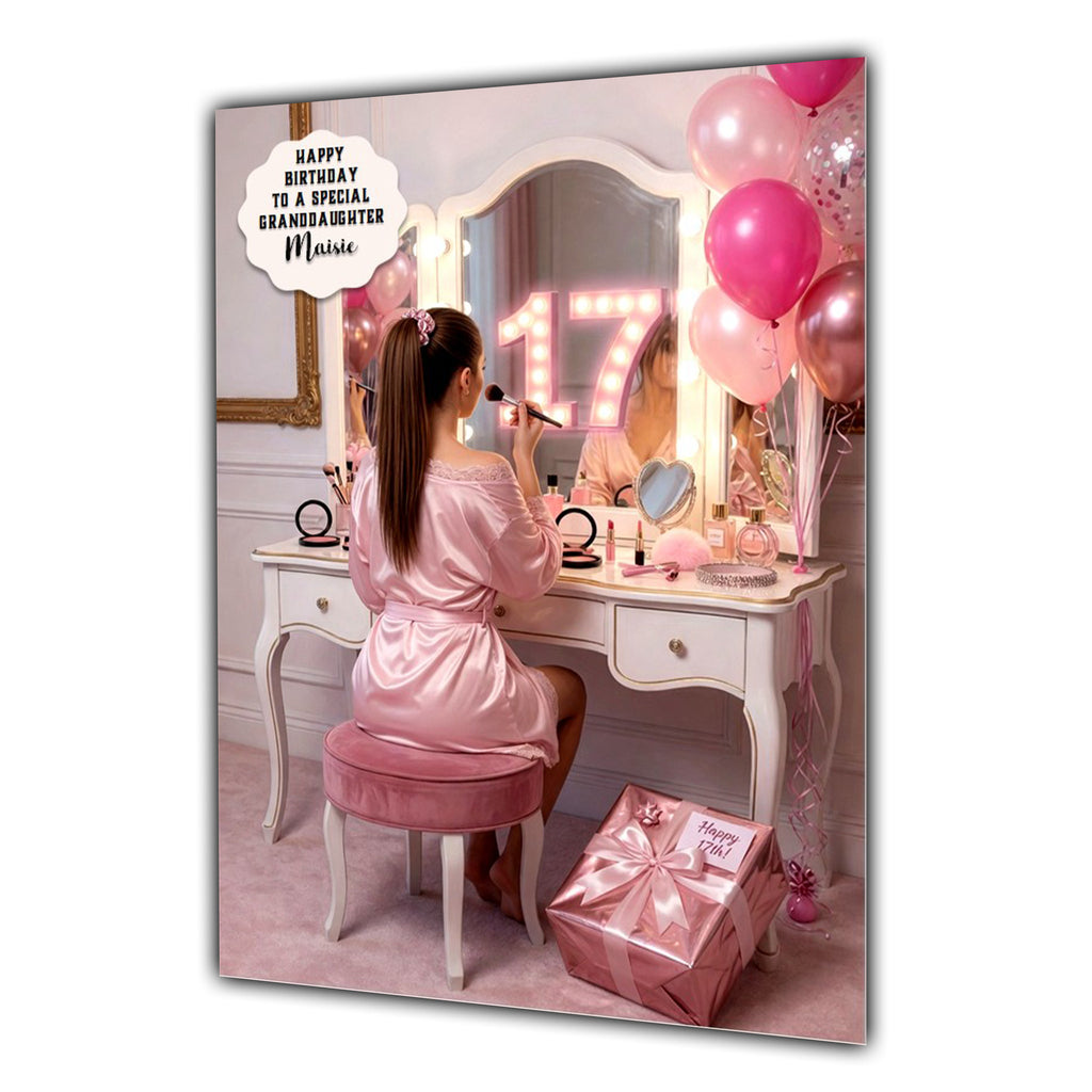 17th Birthday Card Girl Granddaughter Daughter Make Up Large A5 Size