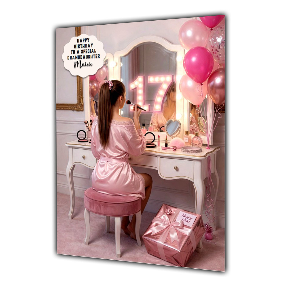 17th Birthday Card Girl Granddaughter Daughter Make Up Large A5 Size