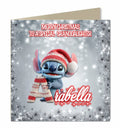 Personalised Christmas Card - Blue Cartoon Character with Initial Letter