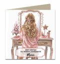Personalised Christmas Card For Granddaughter, Daughter, Niece, Sister, Friend, Dressing Table, Blonde Hair