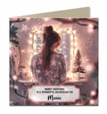 Personalised Christmas Card For Granddaughter, Daughter, Niece, Sister, Friend, Dressing Table, Brown Hair