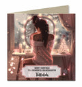Personalised Christmas Card - Girl at a Pink Festive Dressing Table