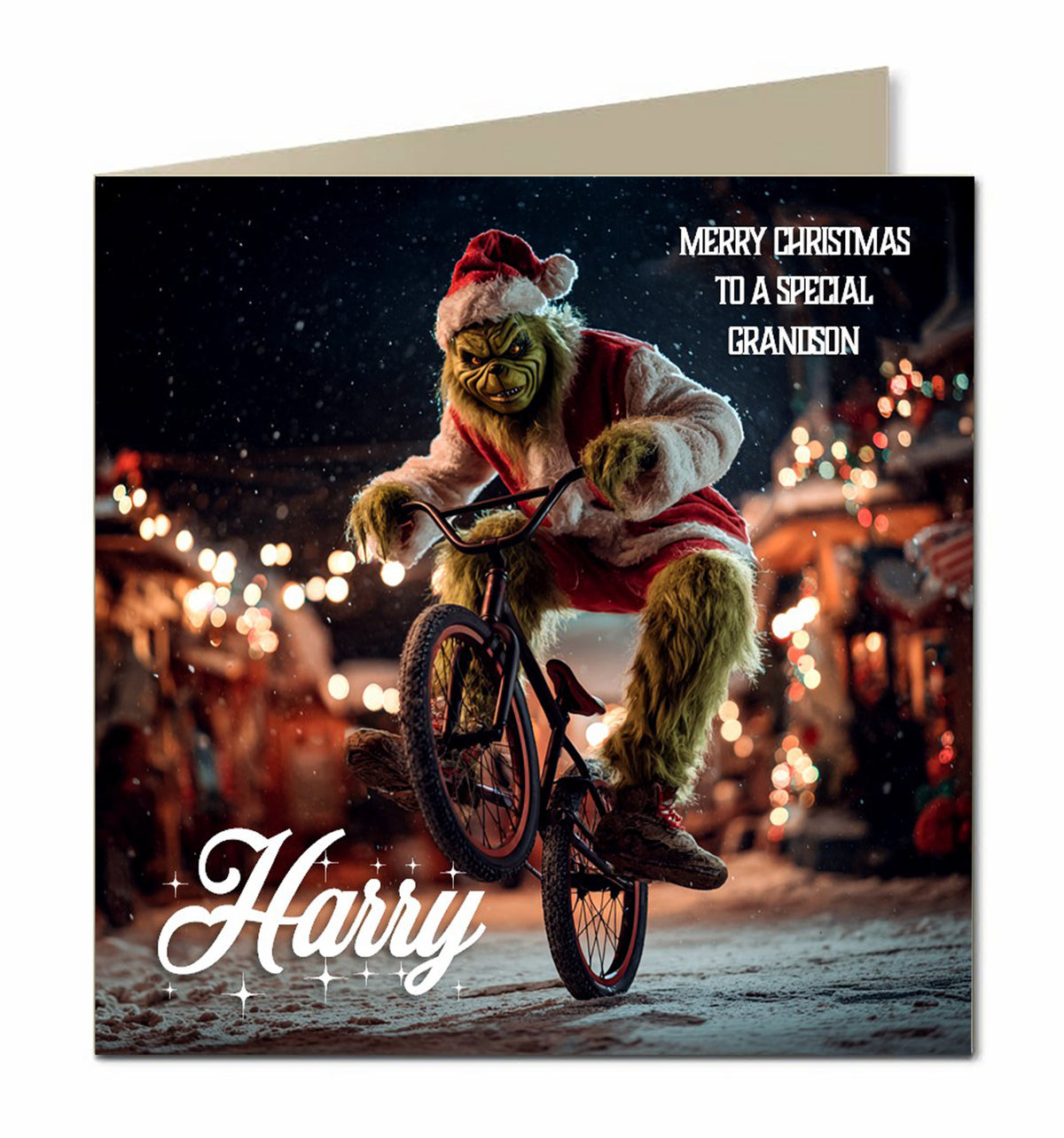 Personalised Christmas Card For Granddaughter, Grandson, Daughter, Son, Nephew, Niece, BMX Bike