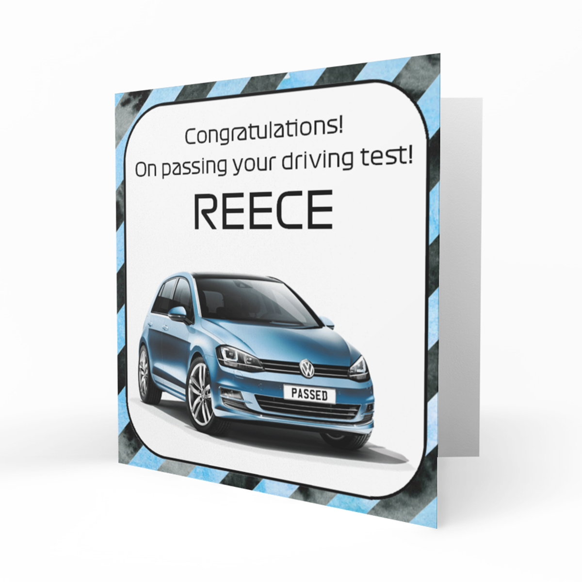Personalised Driving Test Congratulations Card - Blue Hatchback