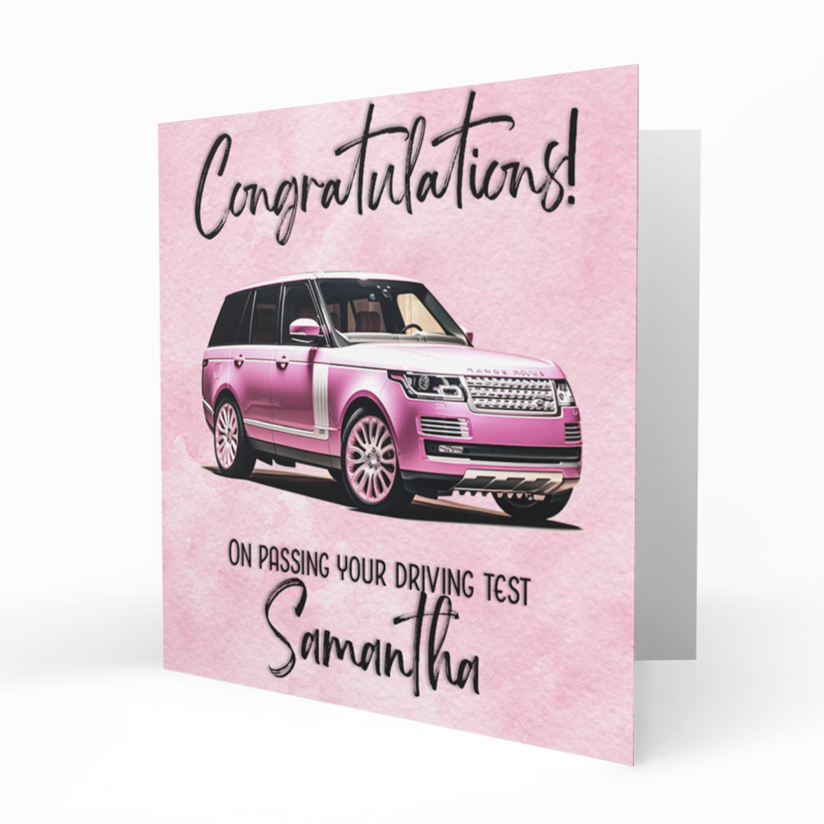 Personalised Driving Test Congratulations Card - Pink SUV