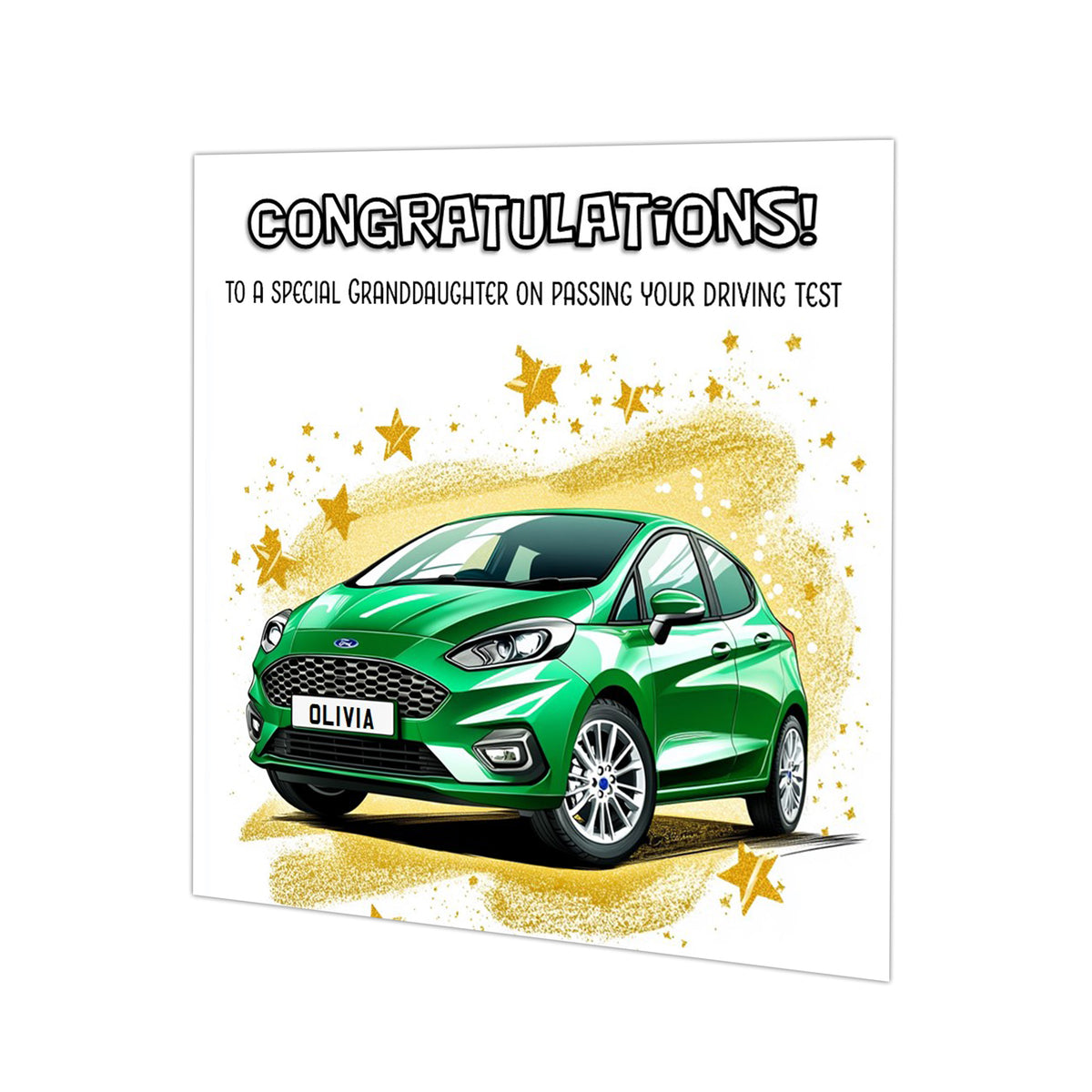 Personalised Driving Test Congratulations Card - Fiesta Green Car