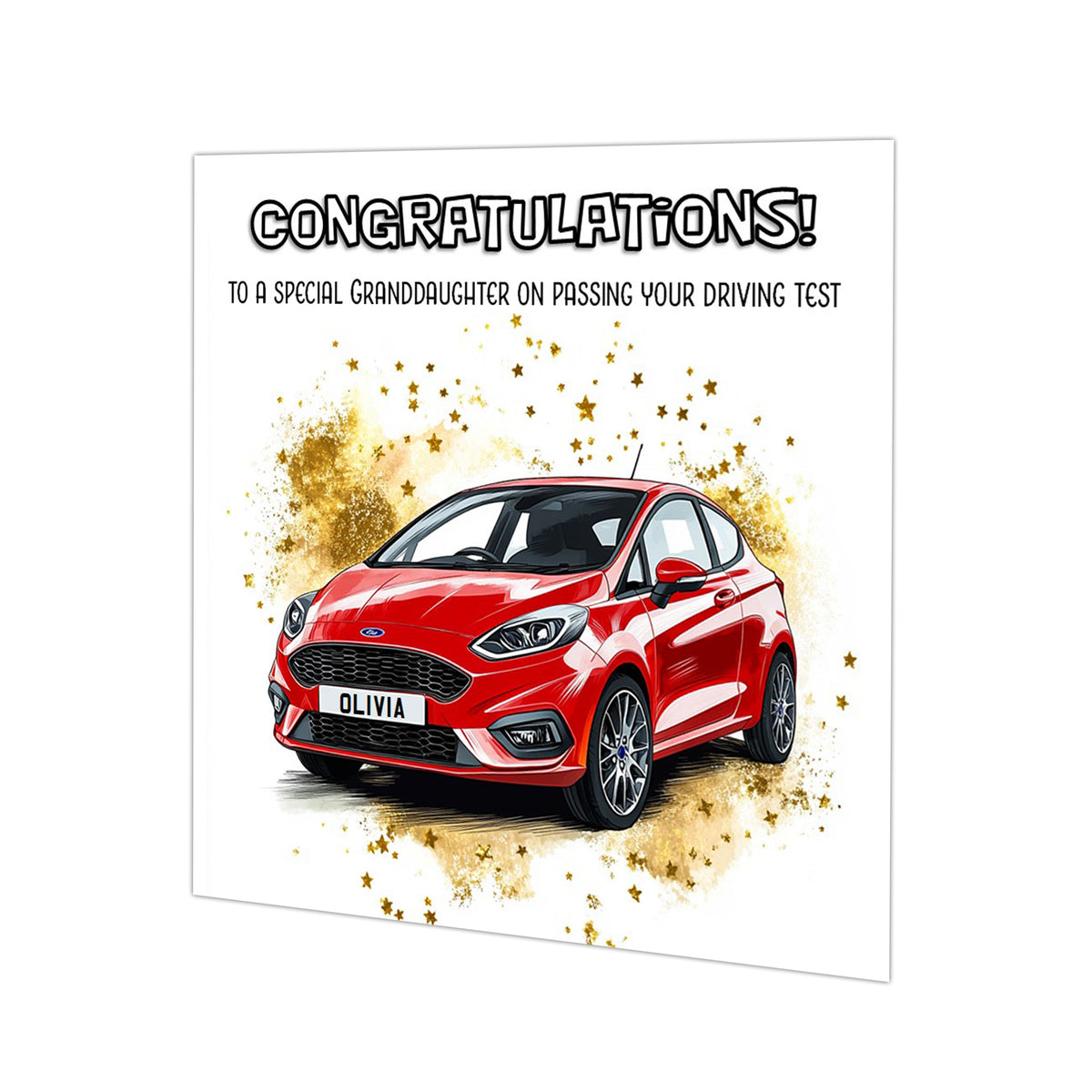 Personalised Driving Test Congratulations Card - Fiesta Red Car