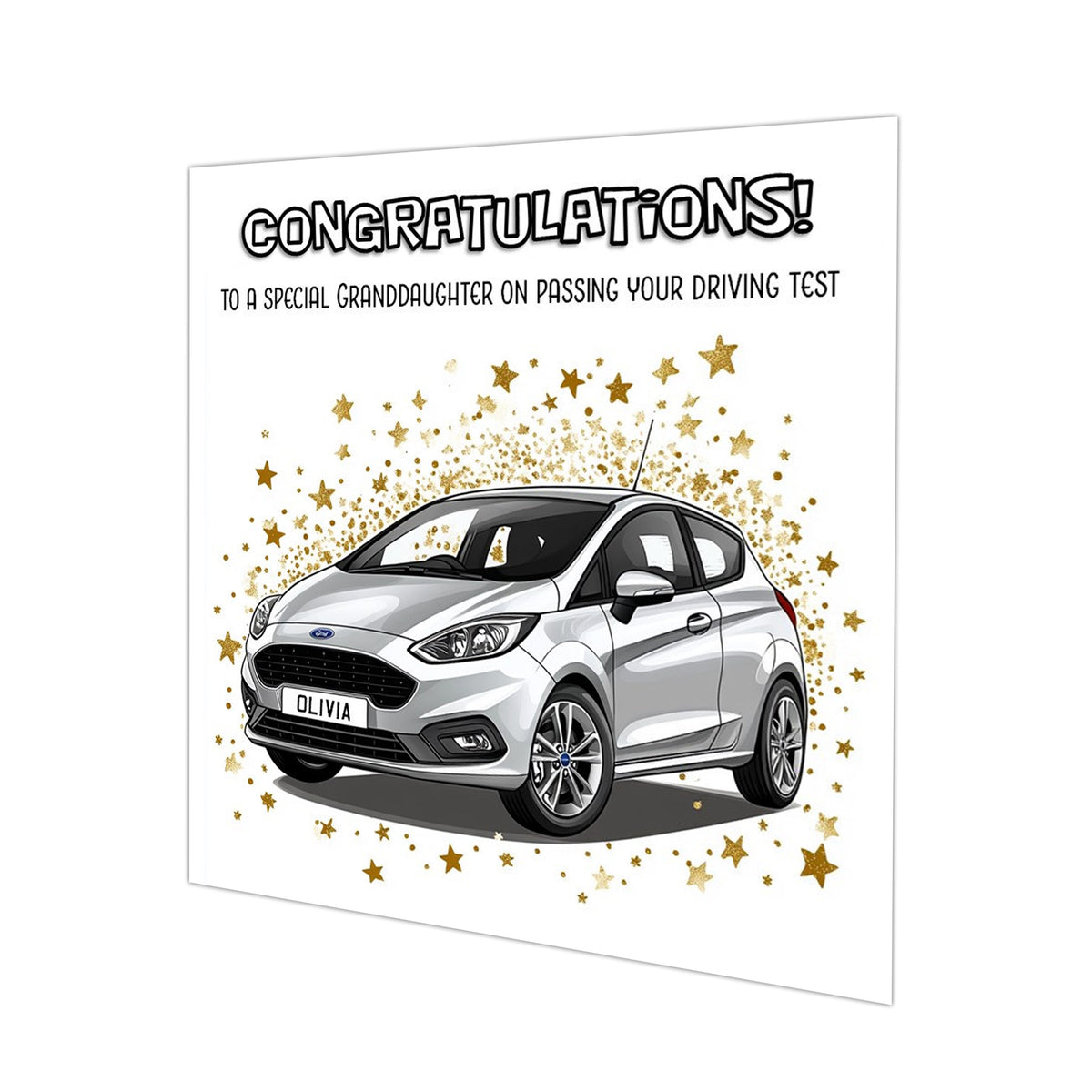 Personalised Driving Test Congratulations Card - Fiesta Silver Car