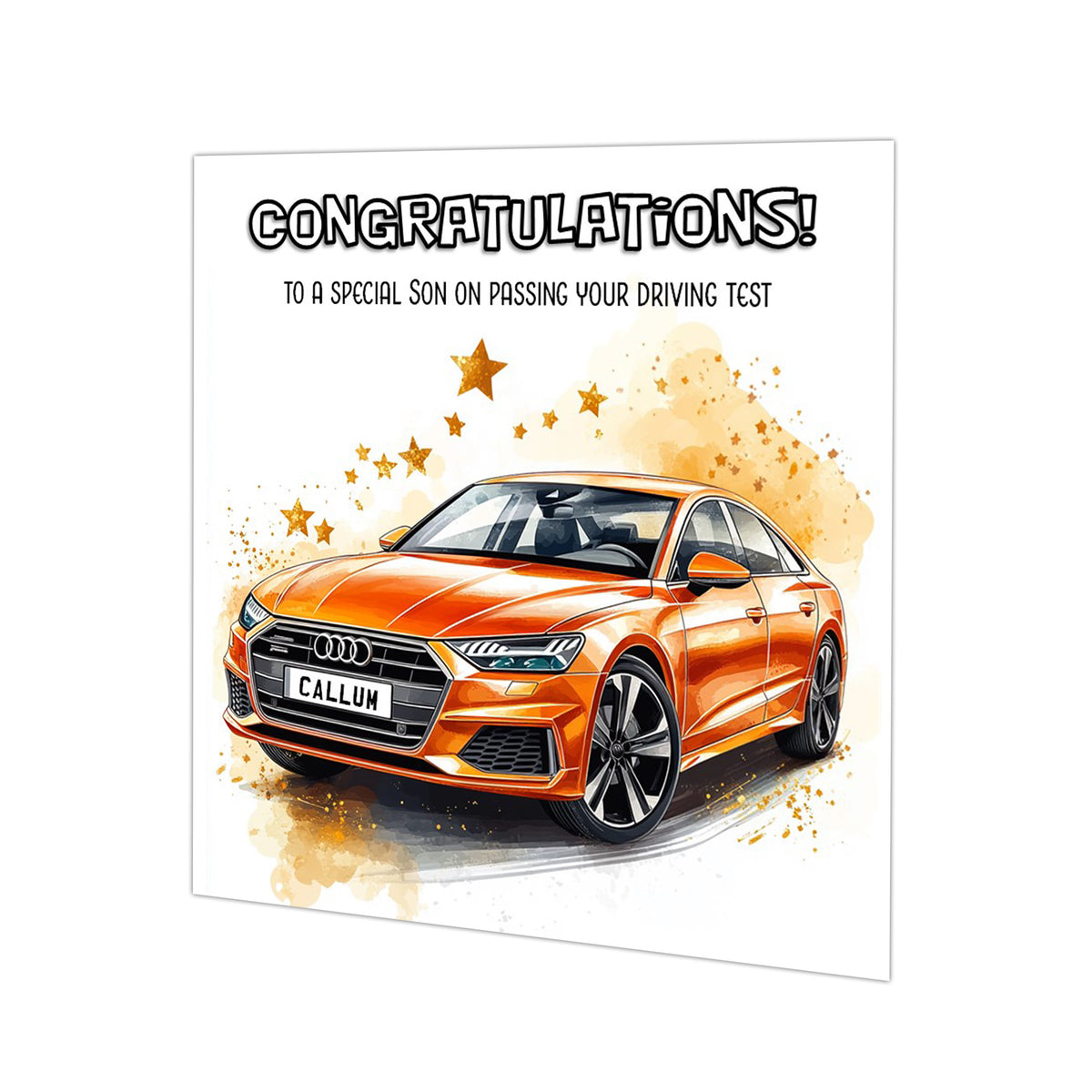 Personalised Driving Test Congratulations Card - Audi Orange Car