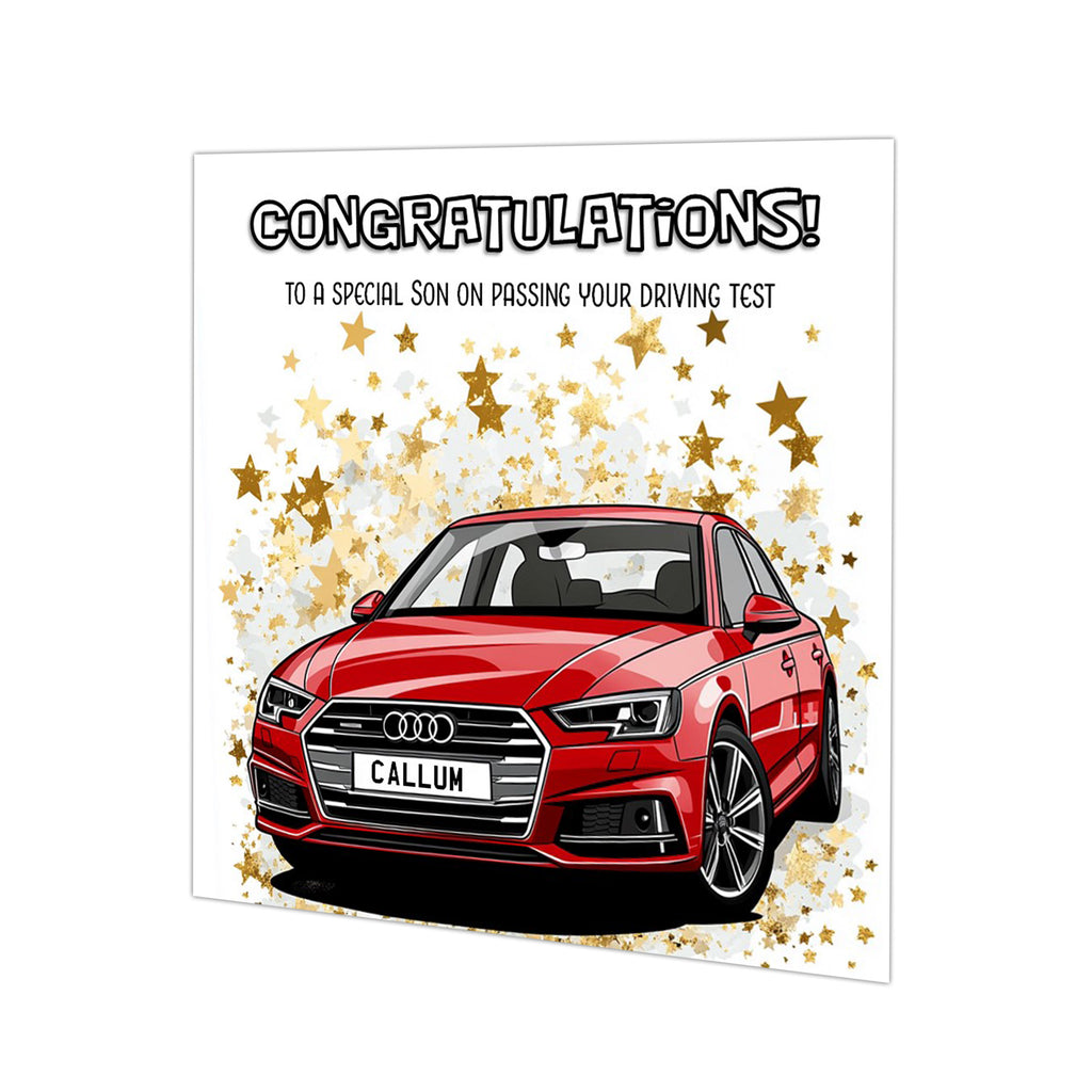 Personalised Driving Test Congratulations Card - Audi Red Car