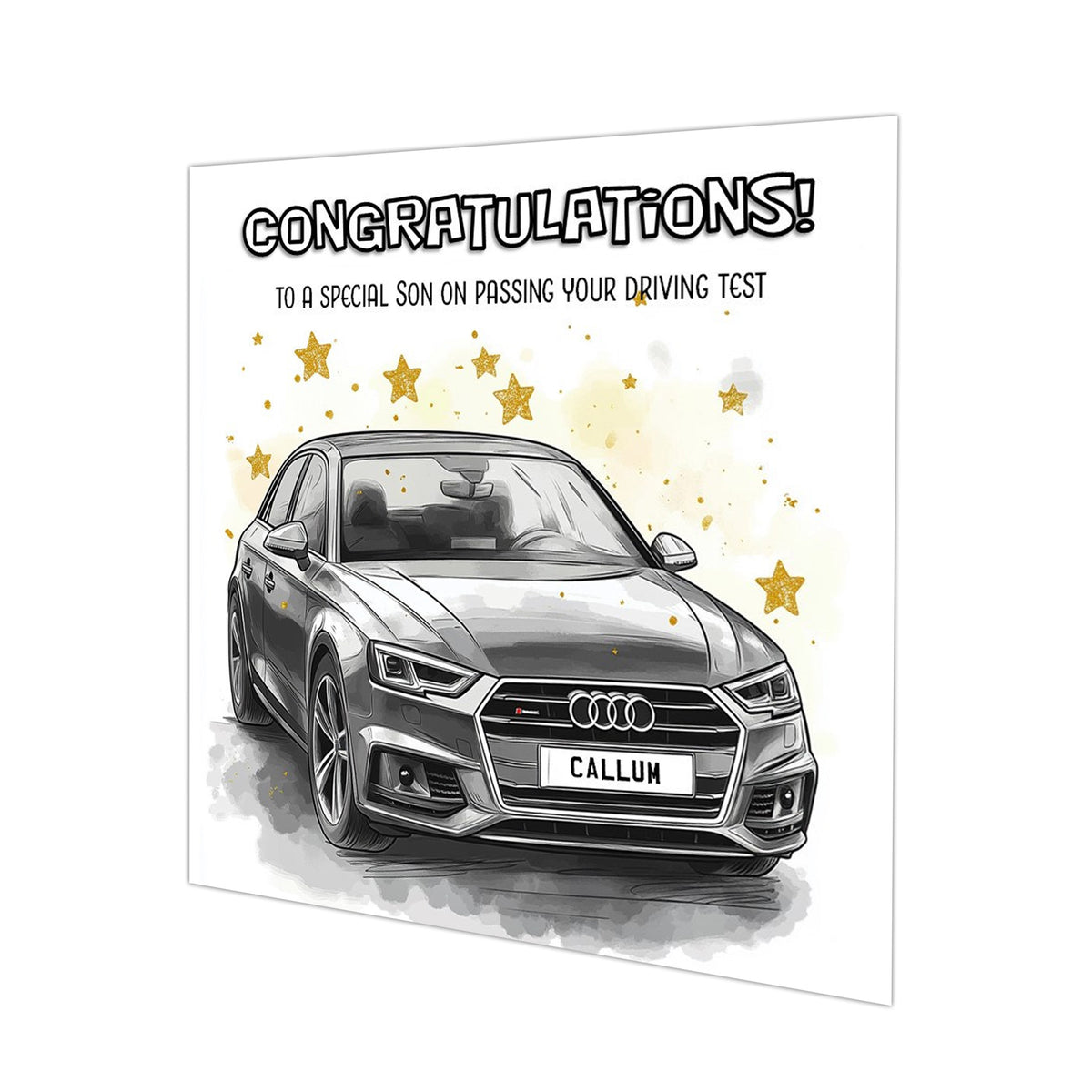 Personalised Driving Test Congratulations Card - Audi Silver Car