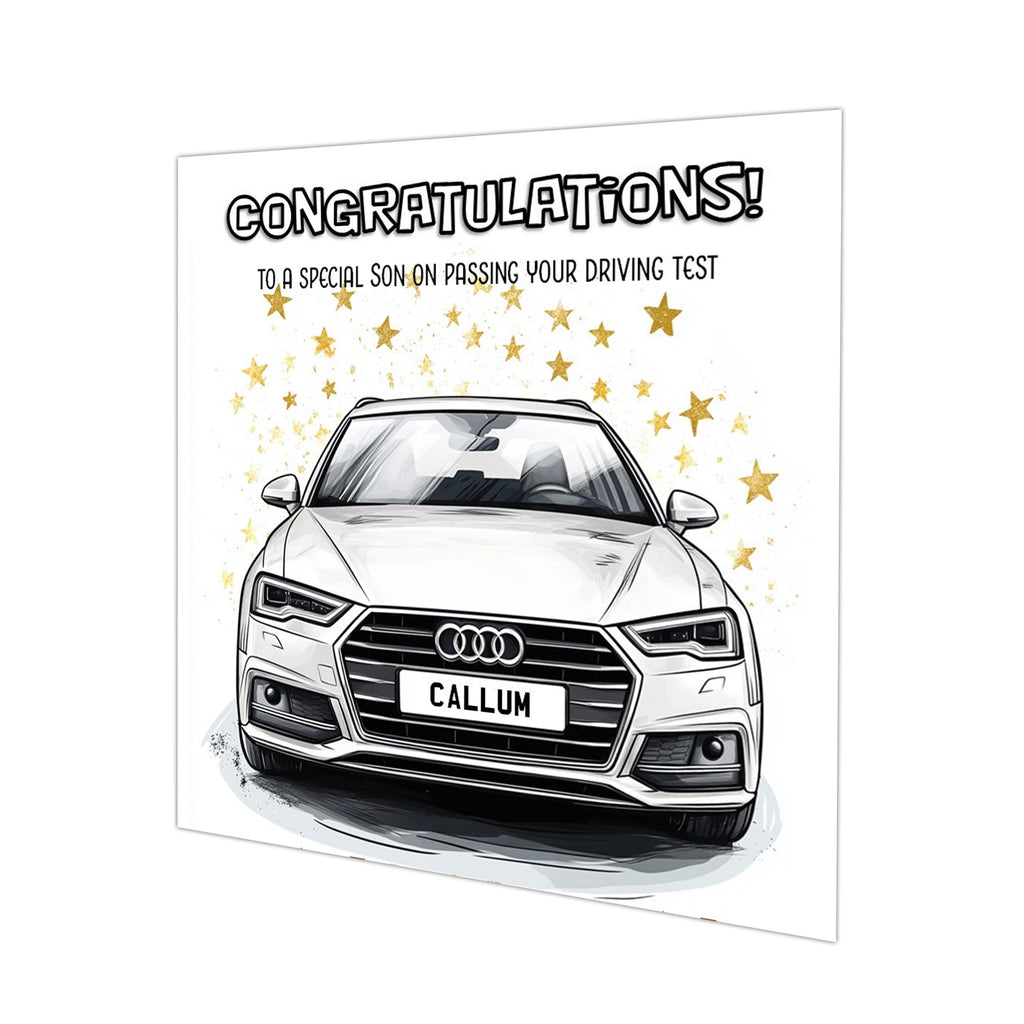 Personalised Driving Test Congratulations Card - Audi White Car