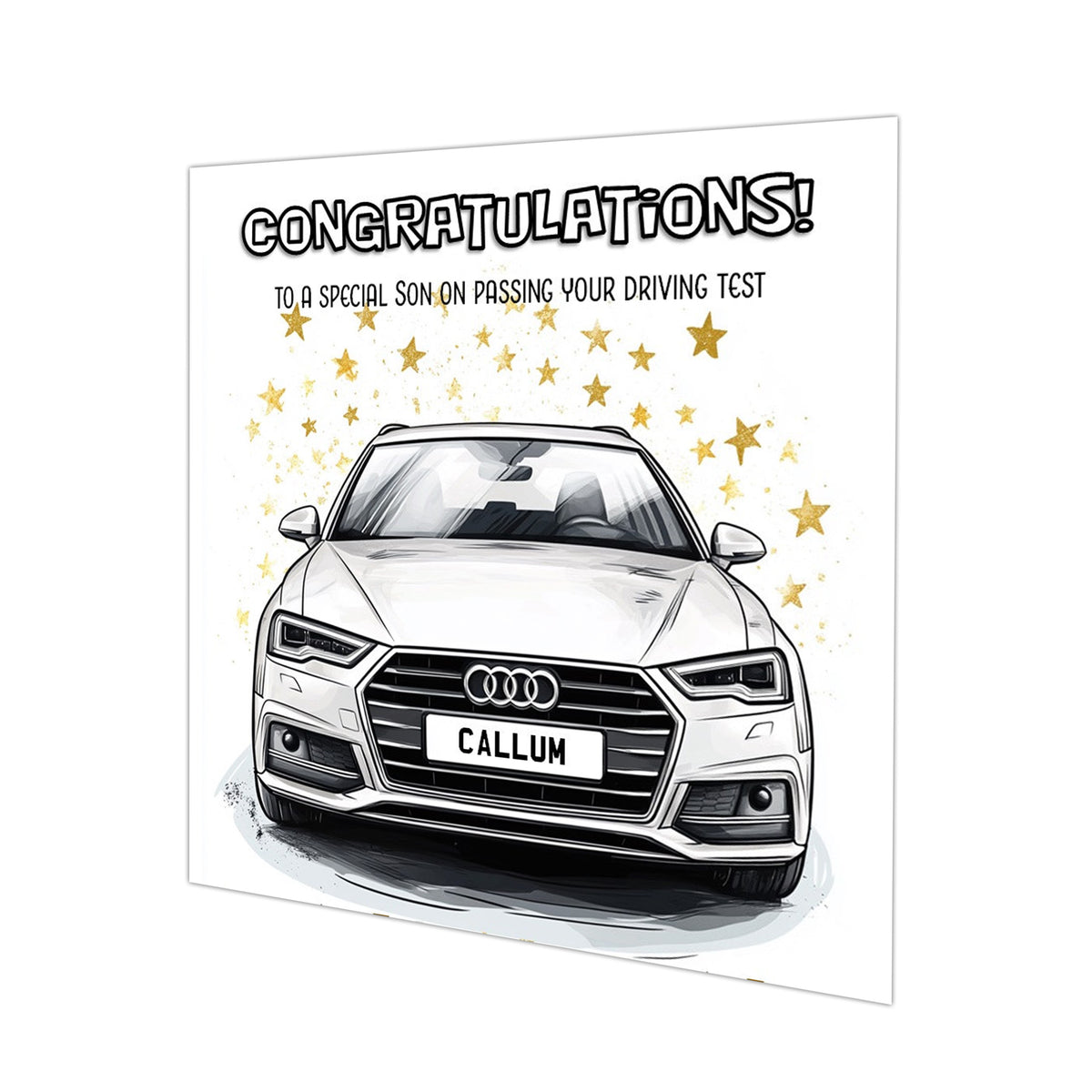 Personalised Driving Test Congratulations Card - Audi White Car