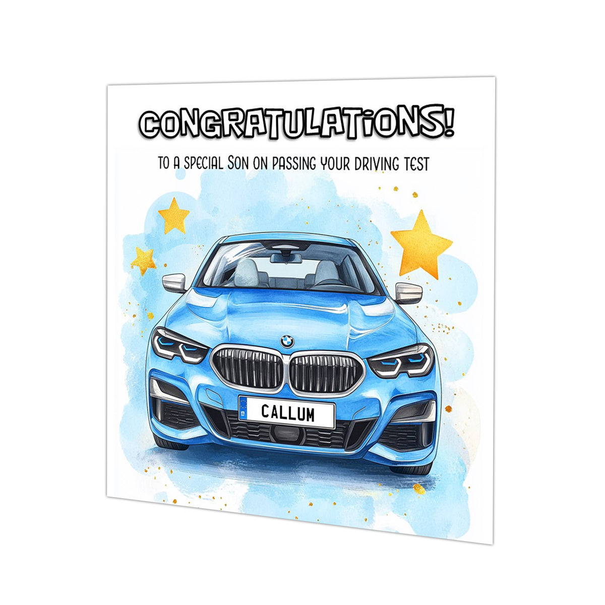 Personalised Driving Test Congratulations Card - BMW Blue Car