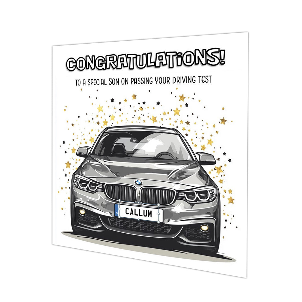 Personalised Driving Test Congratulations Card - BMW Grey Car