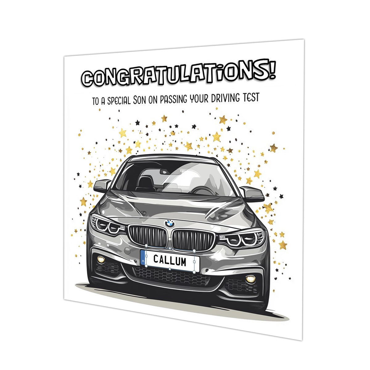 Personalised Driving Test Congratulations Card - BMW Grey Car