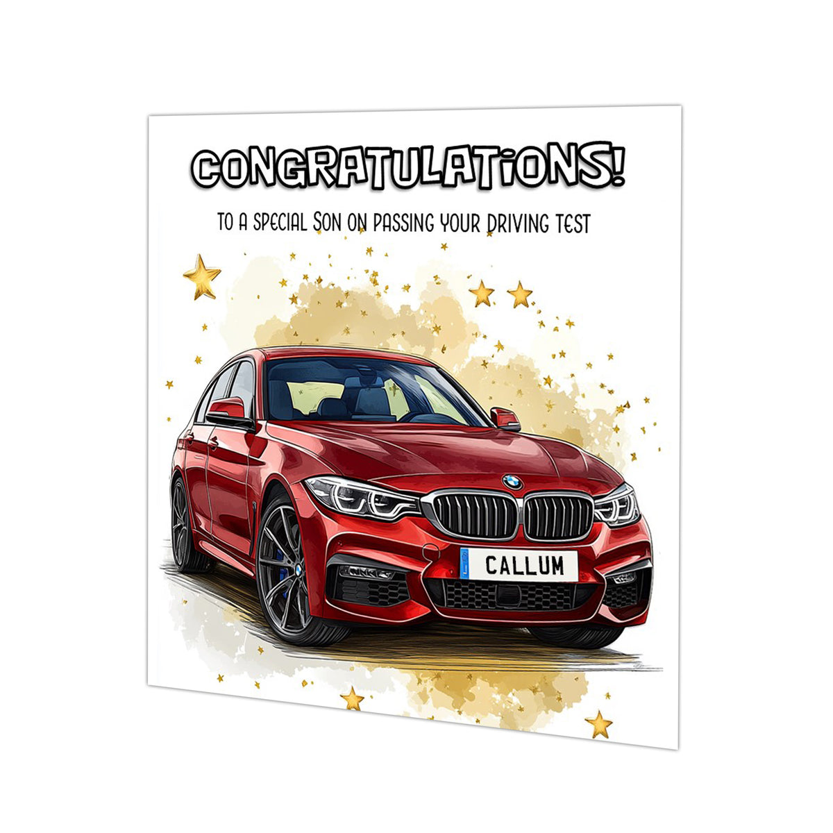 Personalised Driving Test Congratulations Card - BMW Red Car