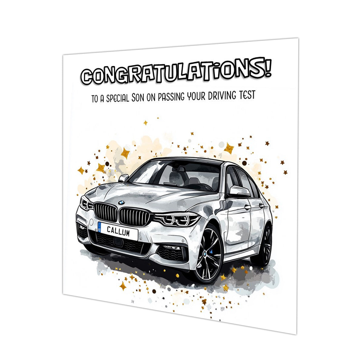 Personalised Driving Test Congratulations Card - BMW Silver Car
