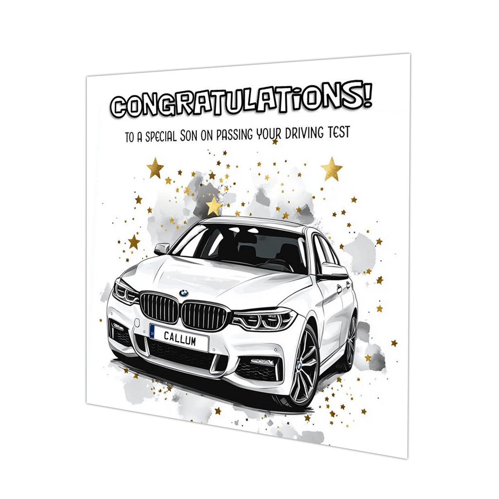 Personalised Driving Test Congratulations Card - BMW White Car