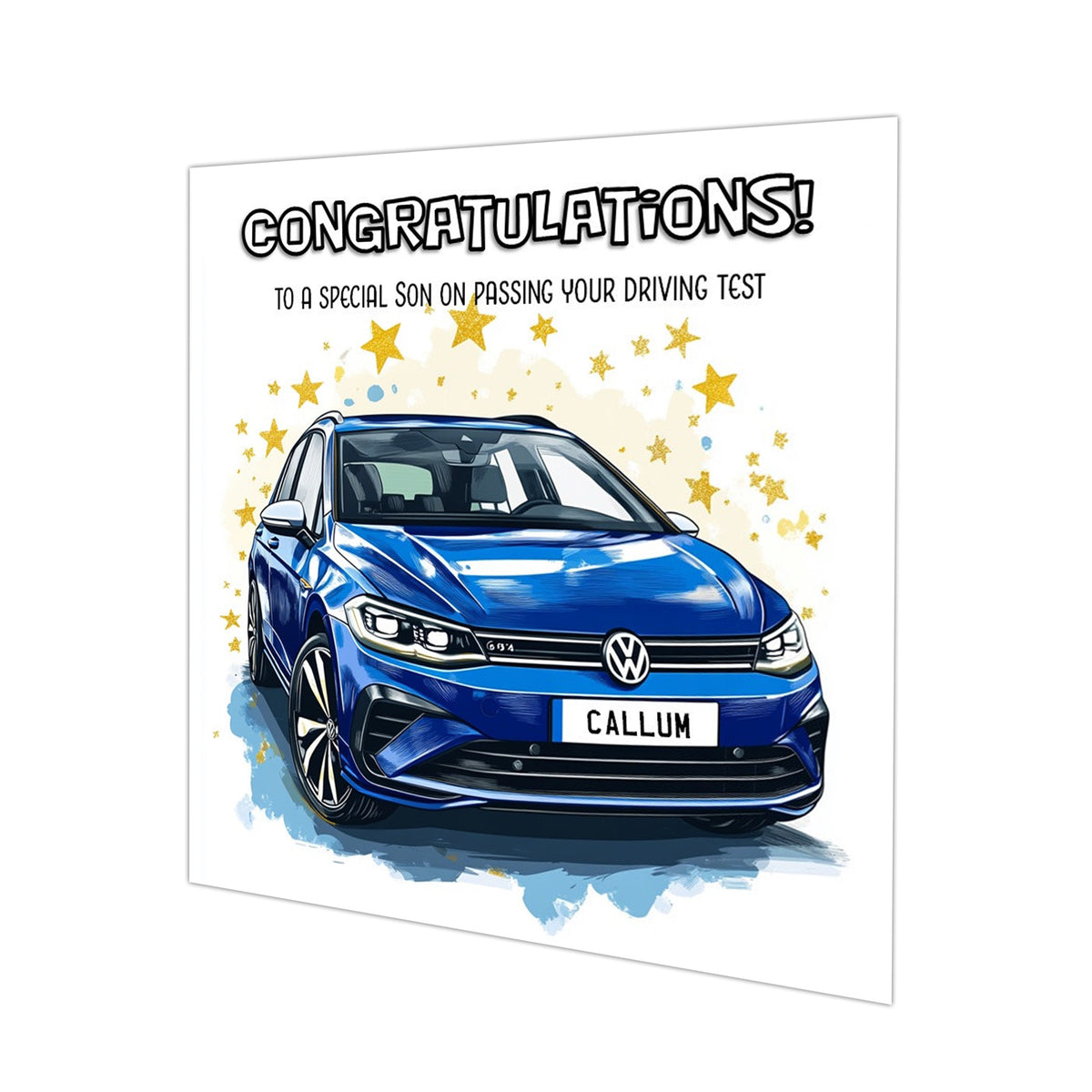 Personalised Driving Test Congratulations Card - Golf Blue Car