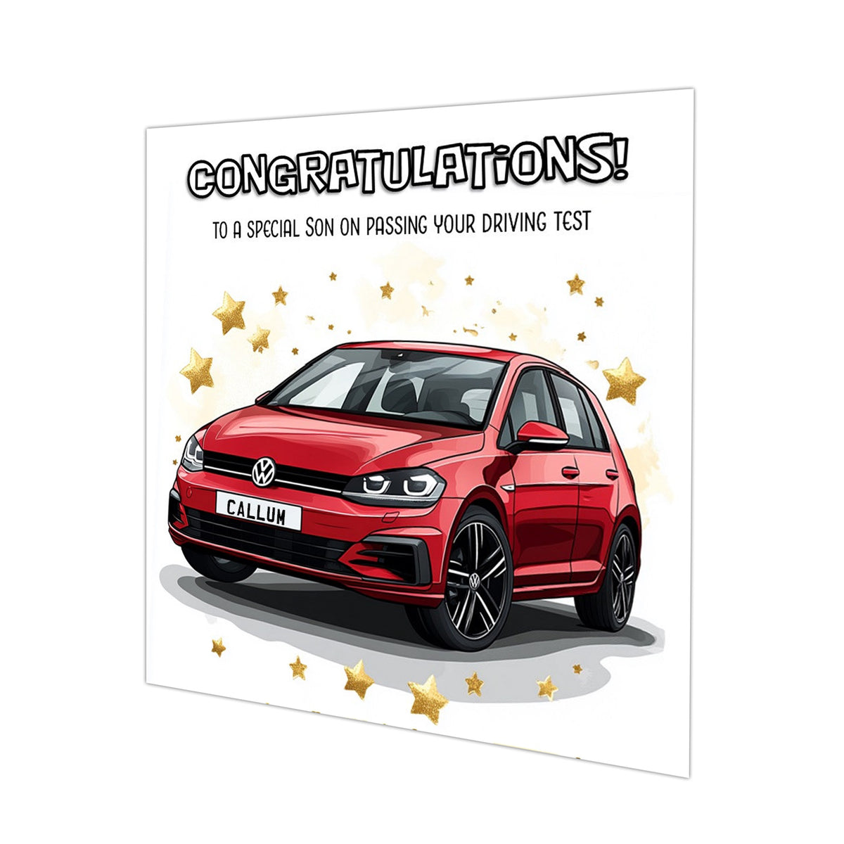 Personalised Driving Test Congratulations Card - Golf Red Car
