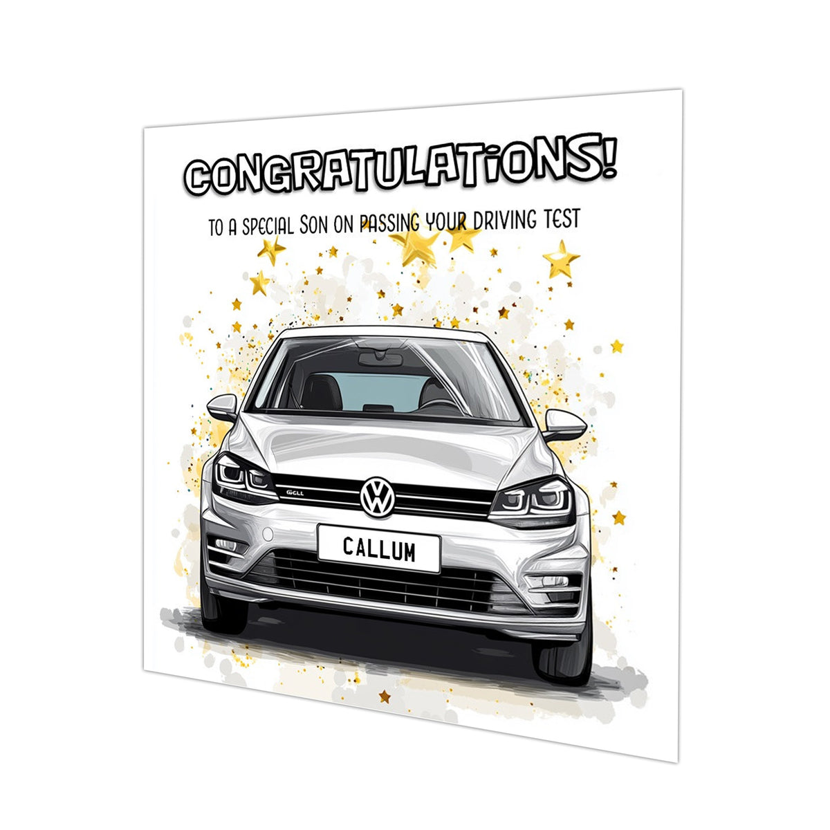 Personalised Driving Test Congratulations Card - Golf Silver Car