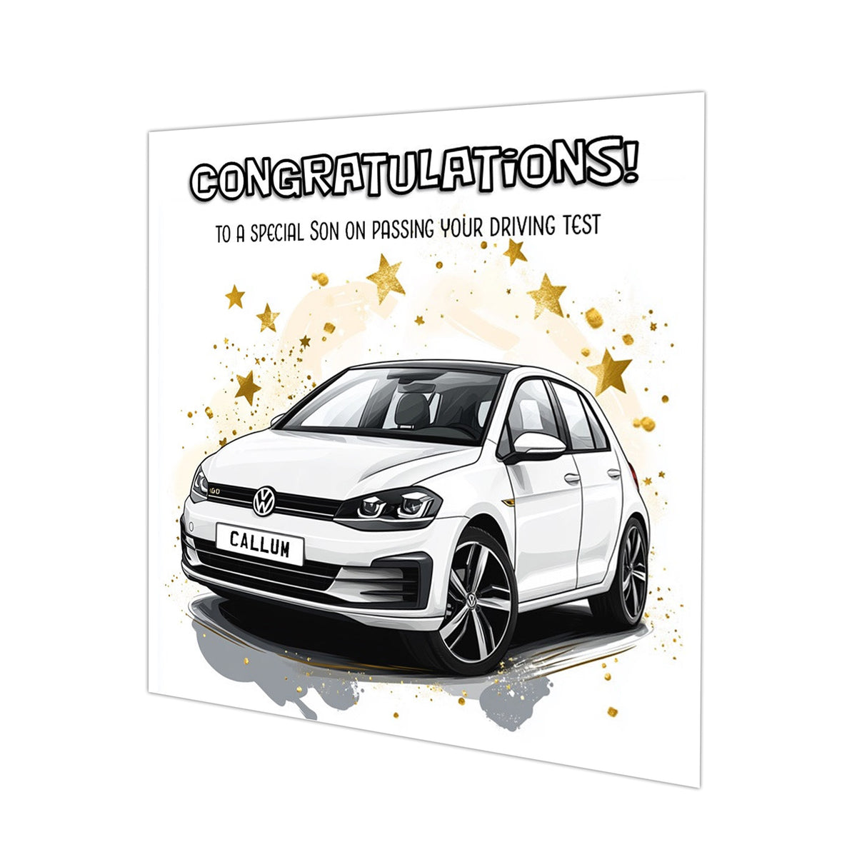 Personalised Driving Test Congratulations Card - Golf White Car