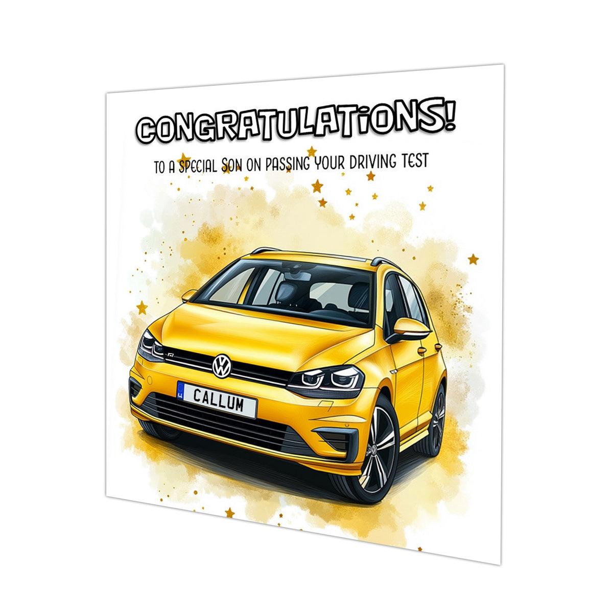 Personalised Driving Test Congratulations Card - Golf Yellow Car