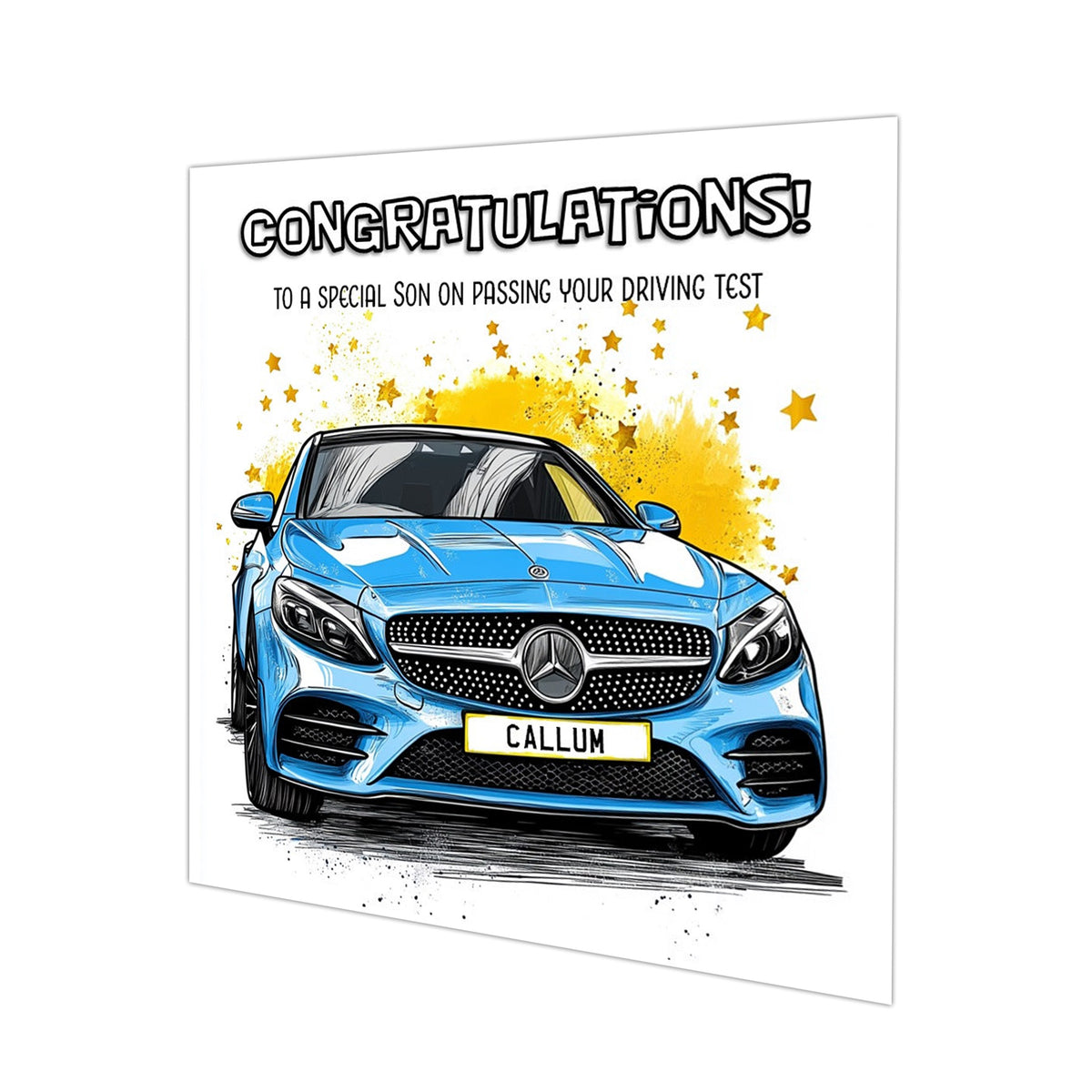 Personalised Driving Test Congratulations Card - Mercedes Blue Car