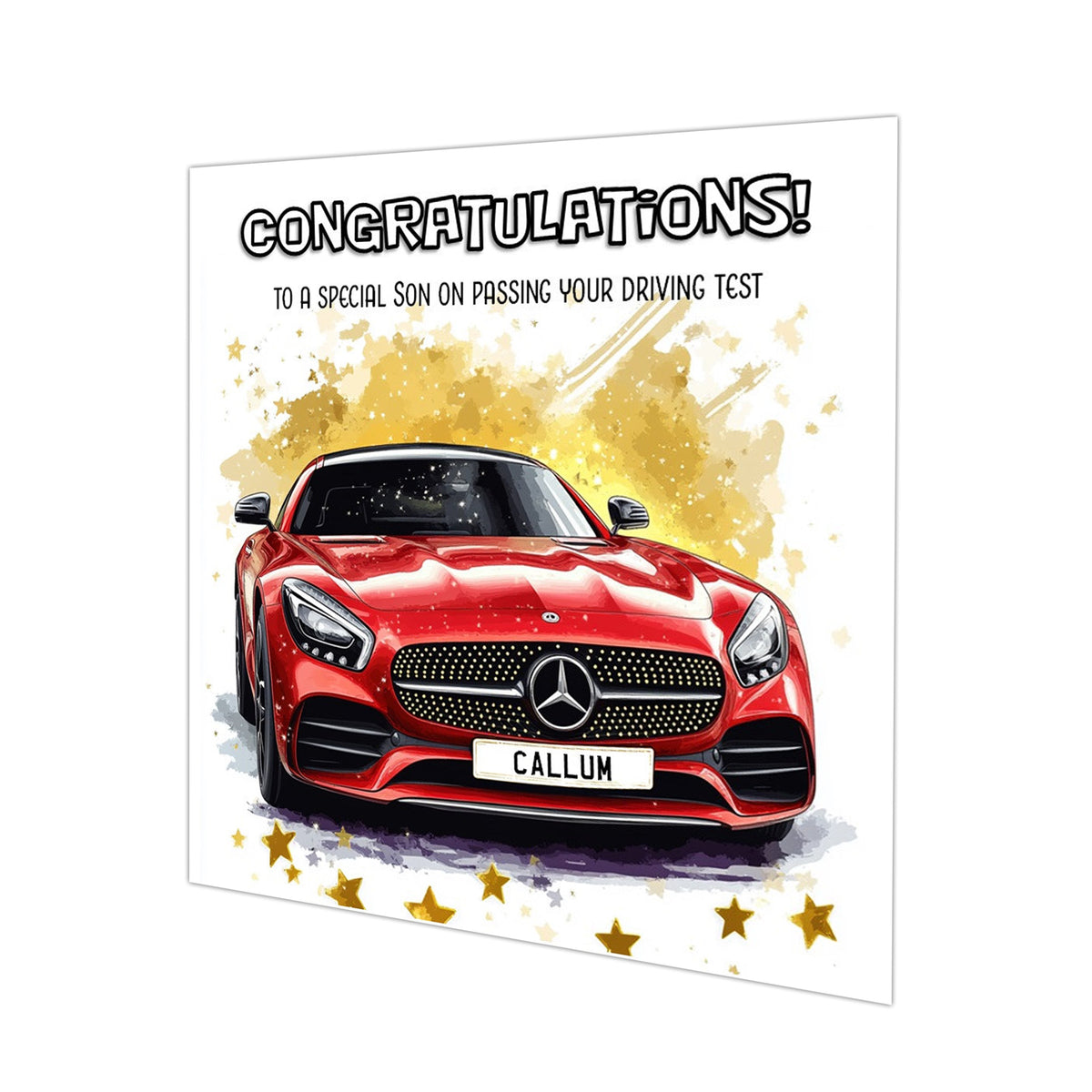 Personalised Driving Test Congratulations Card - Mercedes Red Car