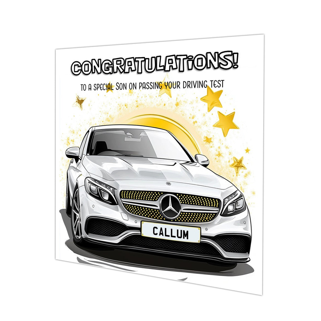 Personalised Driving Test Congratulations Card - Mercedes Silver Car