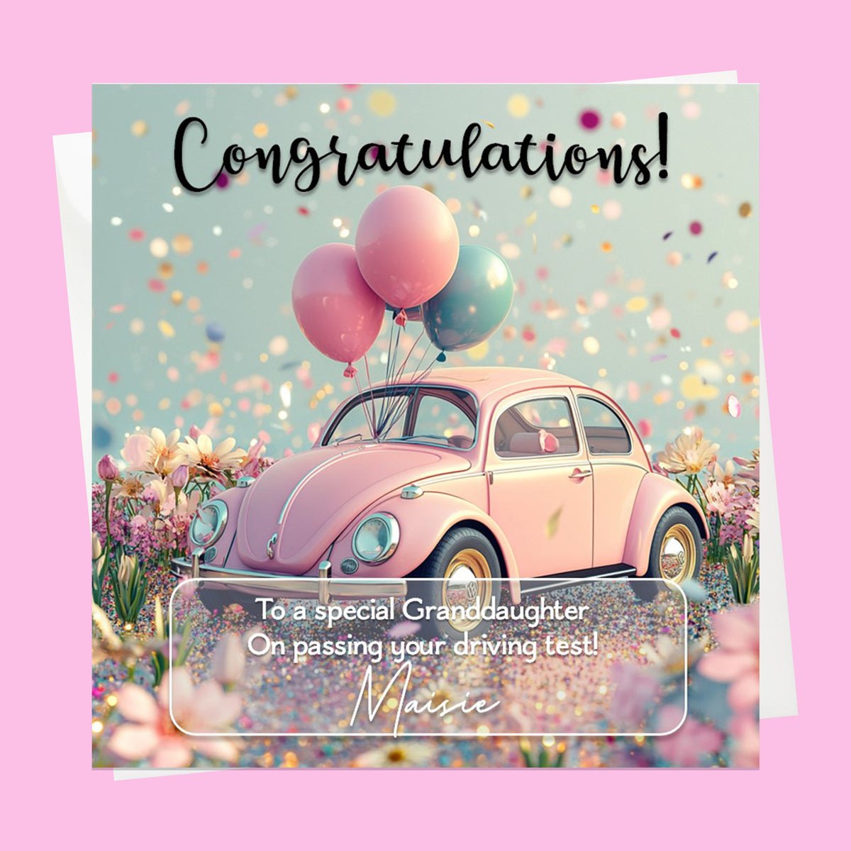 Personalised Congratulations Passed Your Driving Test Card Granddaughter, Daughter, Niece, Friend