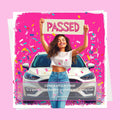 Personalised Congratulations Passed Your Driving Test Card Granddaughter, Daughter, Niece, Friend Brunette Girl