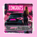 Personalised Congratulations Passed Your Driving Test Card Granddaughter, Daughter, Niece, Friend Brunette Girl Merc