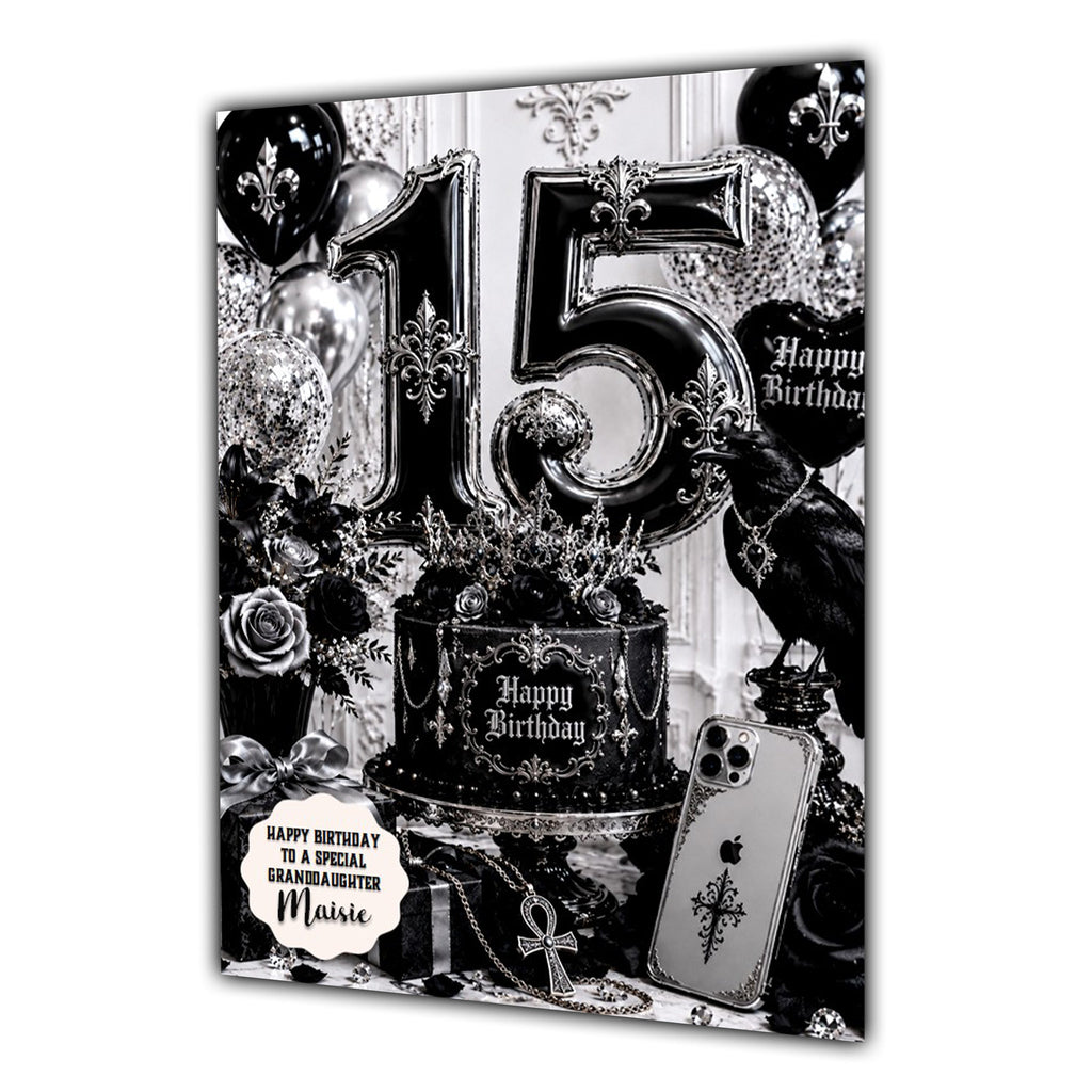 15th Birthday Card Goth Girl Granddaughter Daughter Niece Large A5 Size