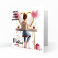 Personalised 13th 14th 15th 16th Birthday Card Girls With Brown Hair, Granddaughter Niece Daughter Sister Friend Dressing Table Lights