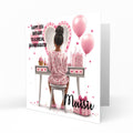 Personalised 13th 14th 15th 16th Birthday Card Girls With Black Hair, Granddaughter Niece Daughter Sister Friend Dressing Table Lights